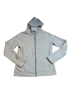 LIV Outdoor Grid Fleece Full Zip Scuba Hoodie Sage Green Mint Medium Hiking EUC